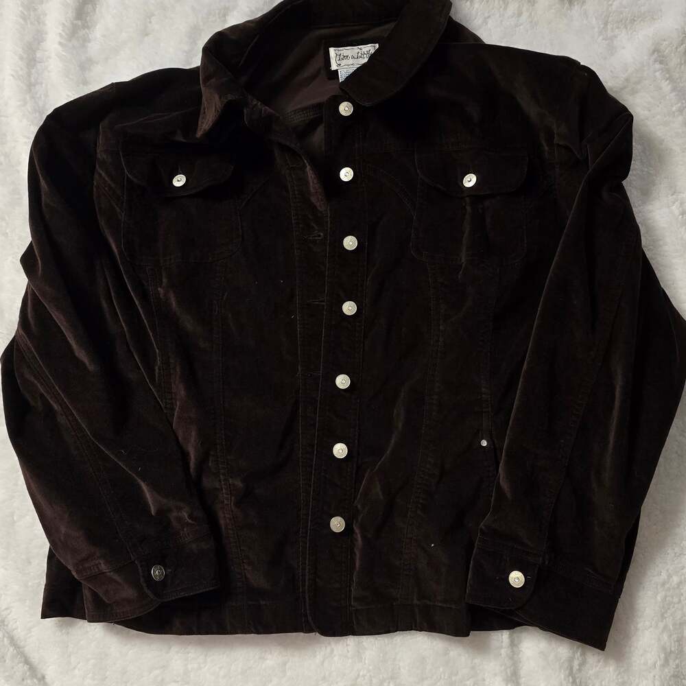 Live A Little Brown Corduroy Rhinestone Snap Button Jacket 3X